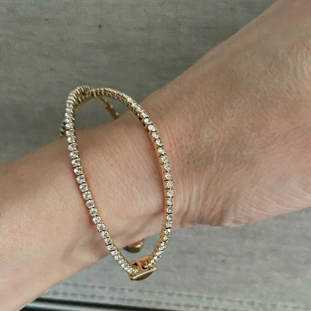 Gold with diamond X cuff bracelet